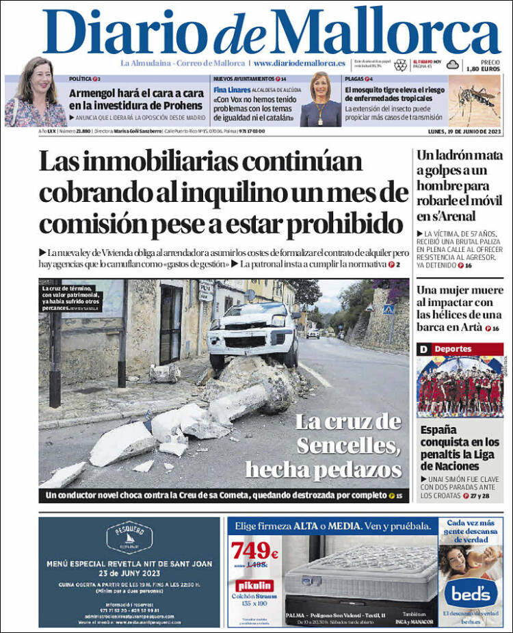 Portada de Diario de Mallorca (España)