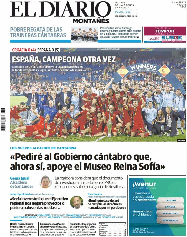 Portada de El Diario Montañés (España)