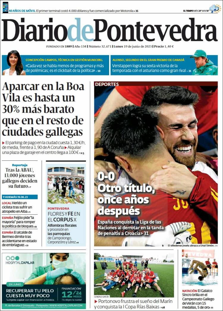 Portada de Diario de Pontevedra (España)