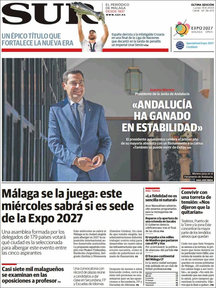 Portada de Diario el Sur (España)