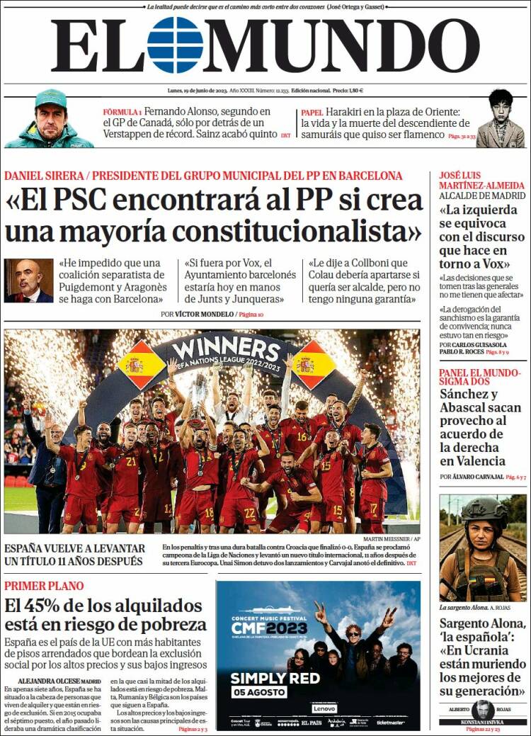 Portada de El Mundo (España)