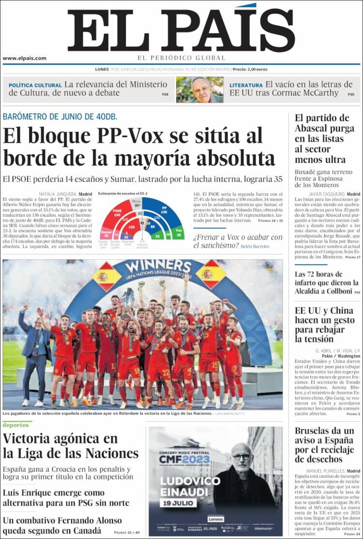 Portada de El País (España)