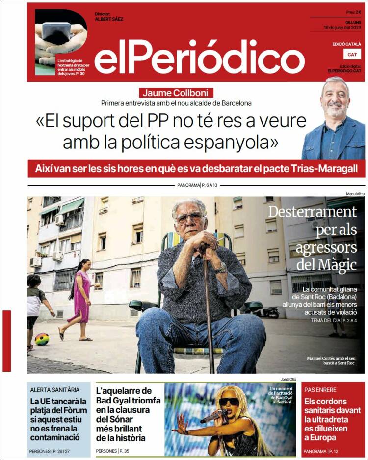 Portada de El Periódico de Catalunya (España)