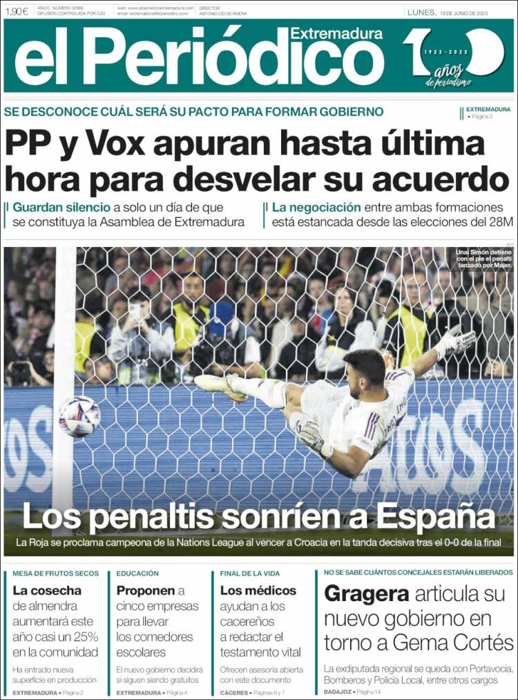 Portada de El Periódico de Extremadura (España)