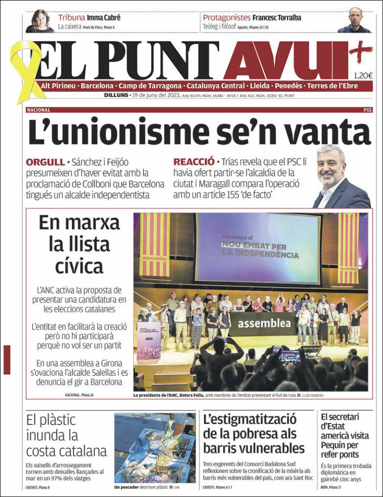 Portada de El Punt Avui (España)