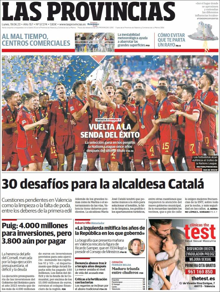 Portada de Las Provincias (España)