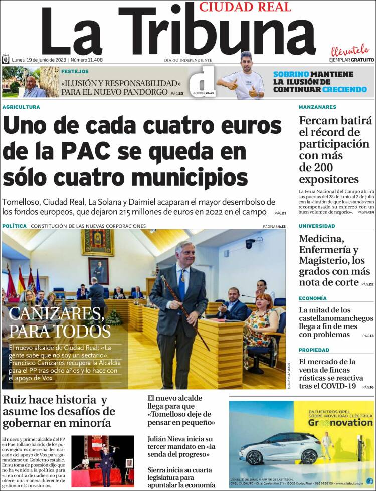 Portada de La Tribuna de Ciudad Real (España)