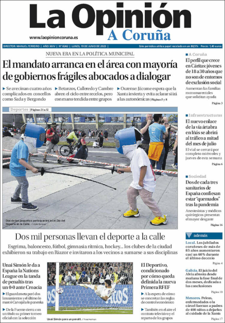 Portada de La Opinión de A Coruña (España)