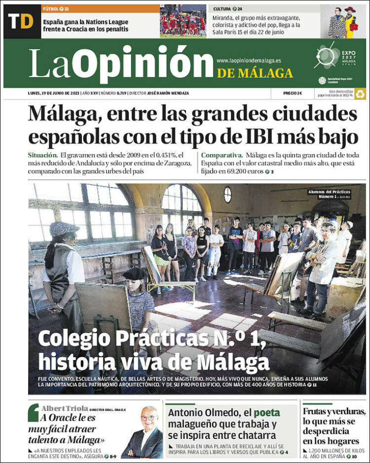 Portada de La Opinión de Málaga (España)