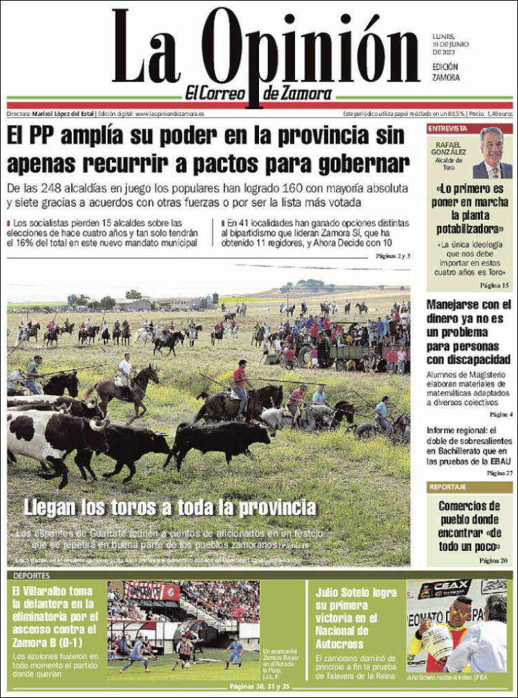 Portada de La Opinión - El Correo de Zamora (España)