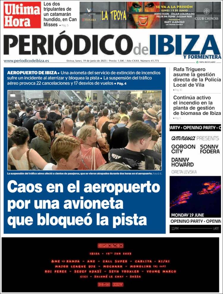 Portada de Periódico de Ibiza (España)