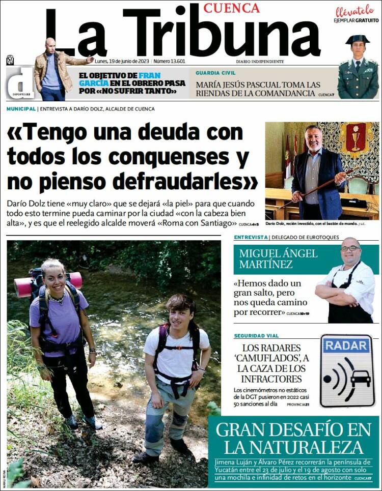 Portada de La Tribuna de Cuenca (España)