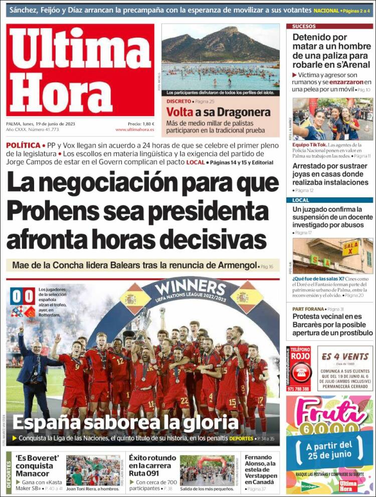 Portada de Última Hora (España)