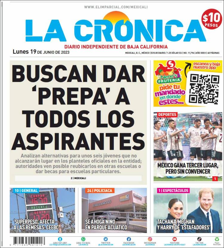 Portada de La Crónica de Baja California (Mexico)