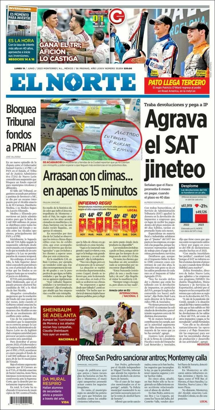 Portada de El Norte (Mexico)
