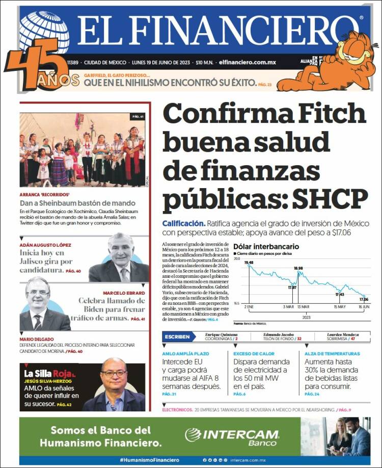 Portada de El Financiero (Mexico)