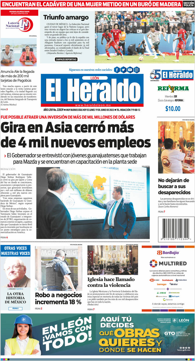 Portada de El Heraldo de León (Mexico)