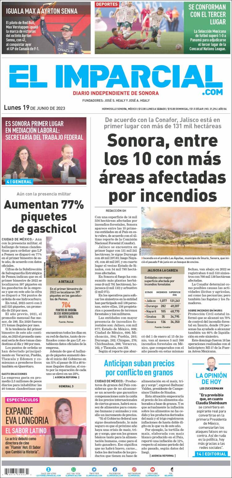 Portada de El Imparcial (Mexico)
