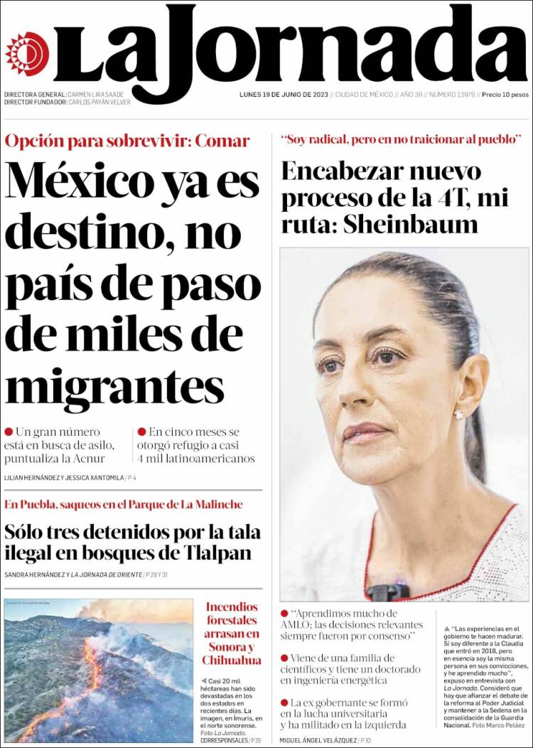 Portada de La Jornada (Mexico)