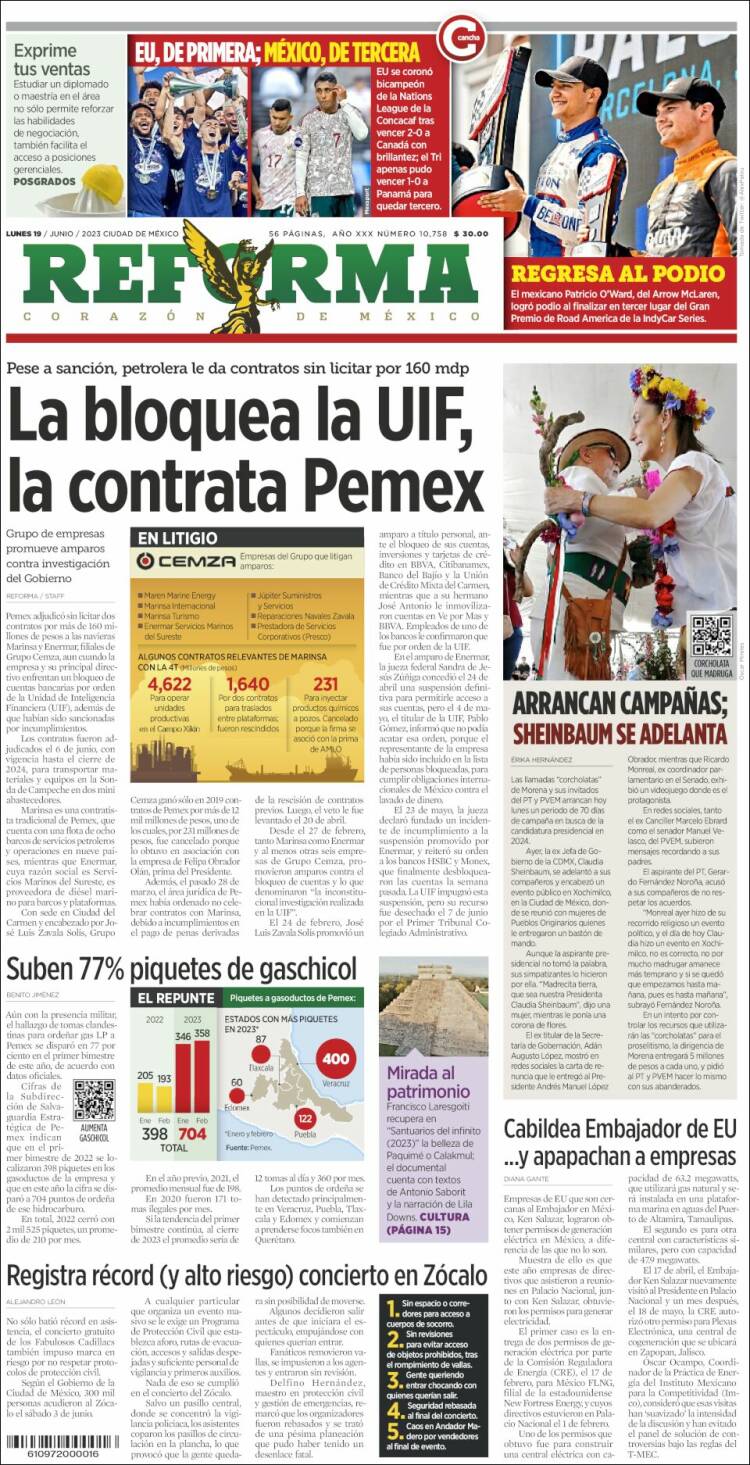 Portada de Reforma (Mexico)