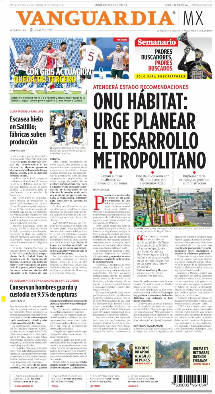 Portada de Vanguardia (Mexico)