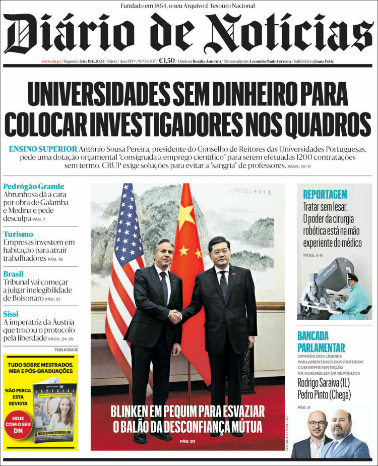 Portada de Diário de Noticias (Portugal)
