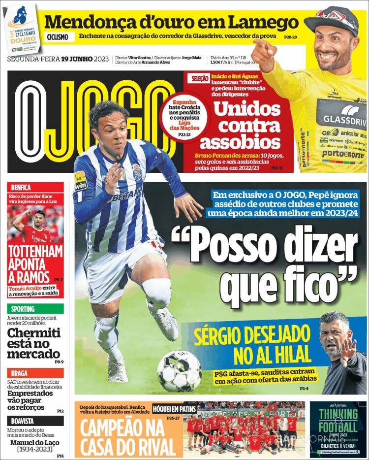 Portada de O Jogo (Portugal)