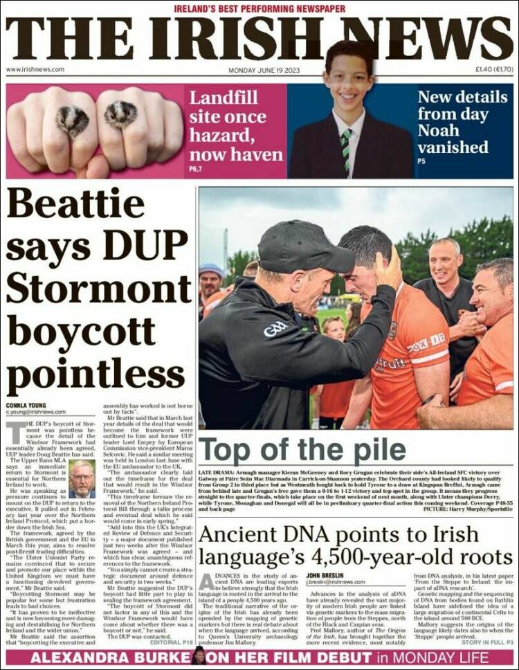 Portada de Irish News (United Kingdom)