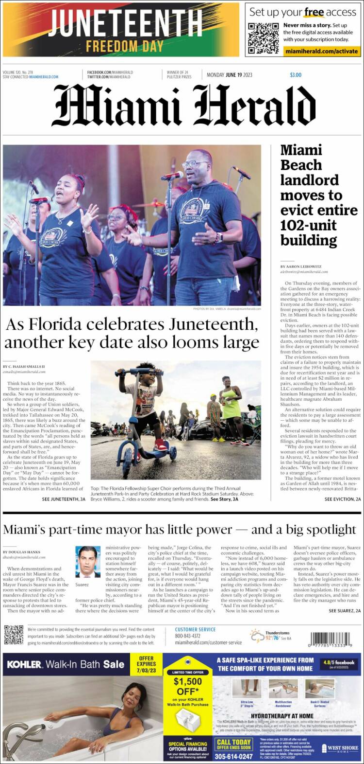 Portada de Miami Herald (USA)