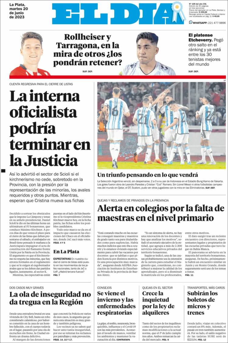 Portada de El Día de la Plata (Argentina)