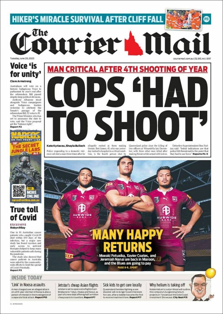 Portada de The Courier-Mail (Australia)