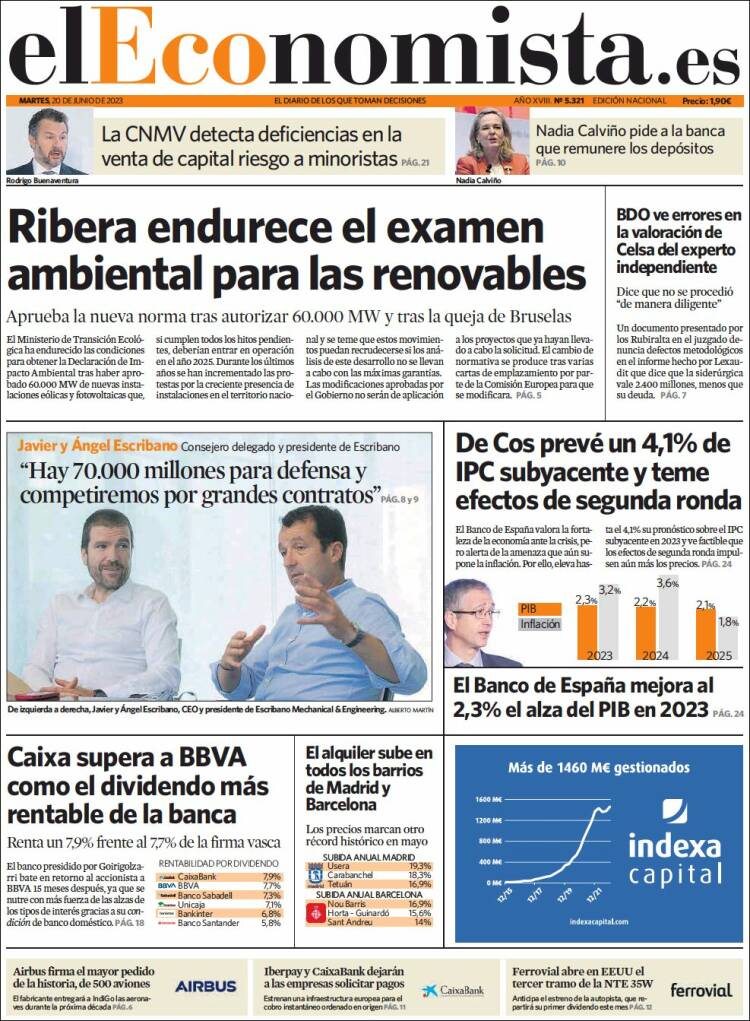 Portada de El Economista (España)