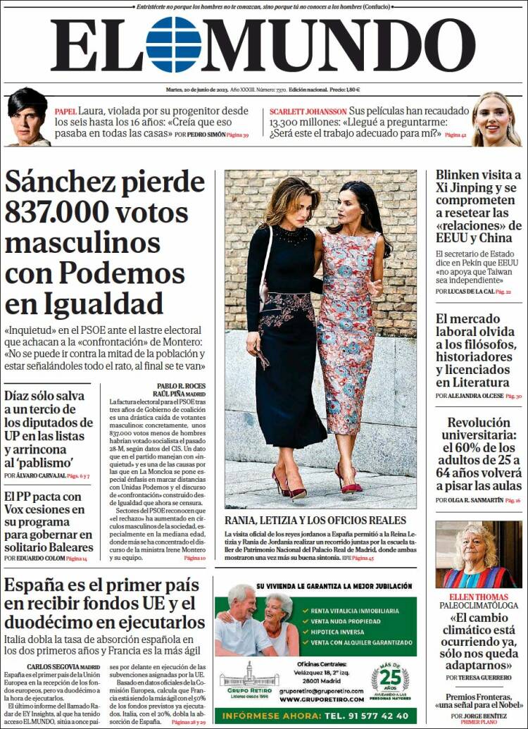 Portada de El Mundo (España)