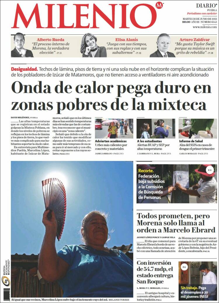 Portada de Milenio de Puebla (México)