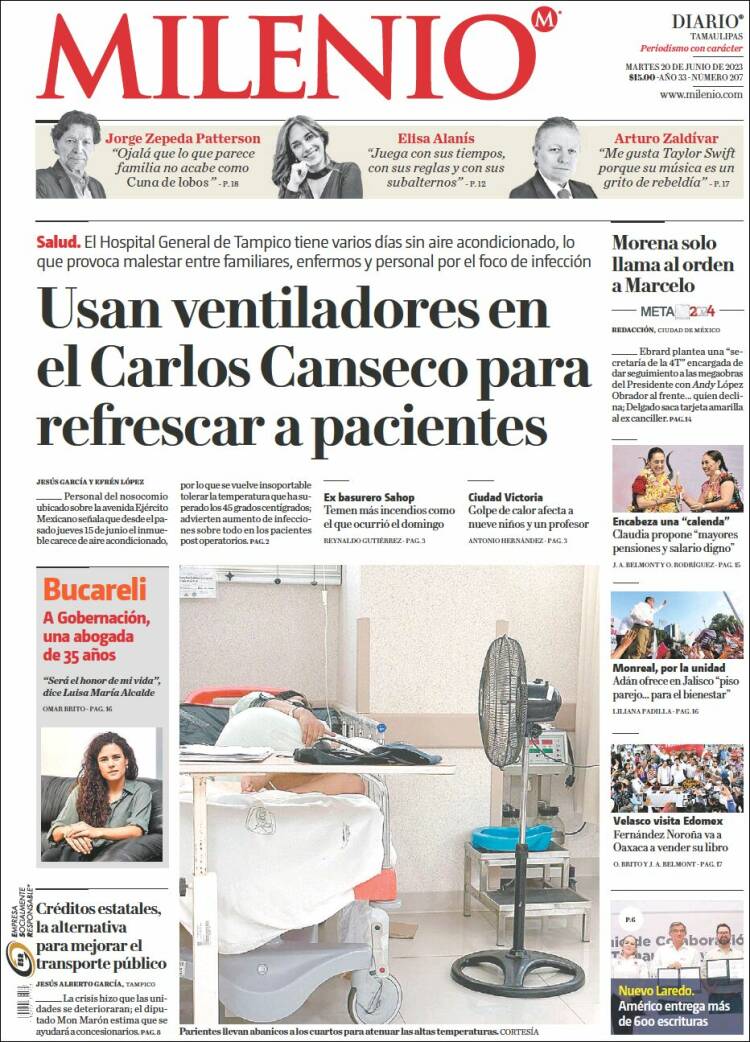 Portada de Milenio - Tamaulipas (México)