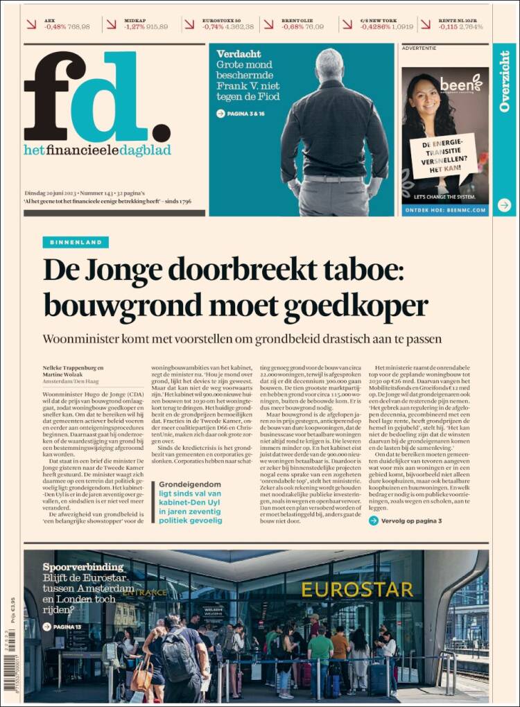 Portada de Het Financieele Dagblad (Países Bajos)