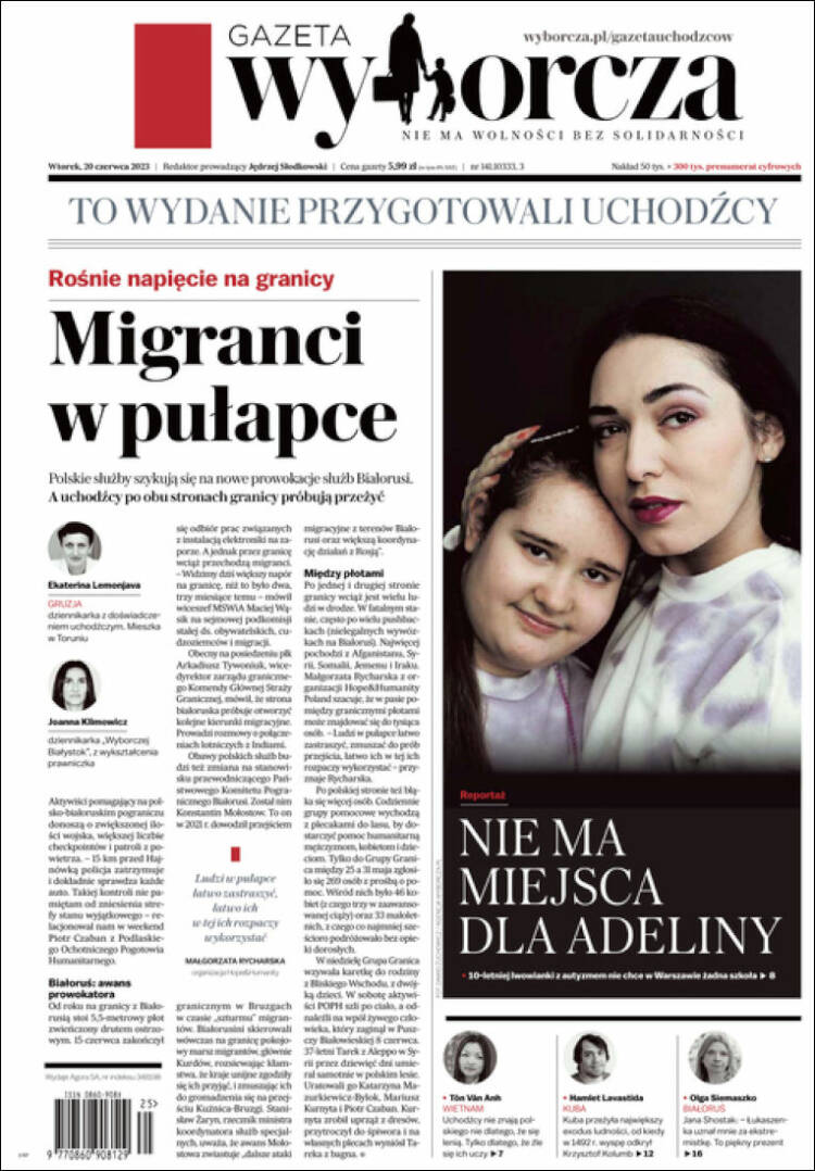 Portada de Gazeta Wyborcza (Polonia)