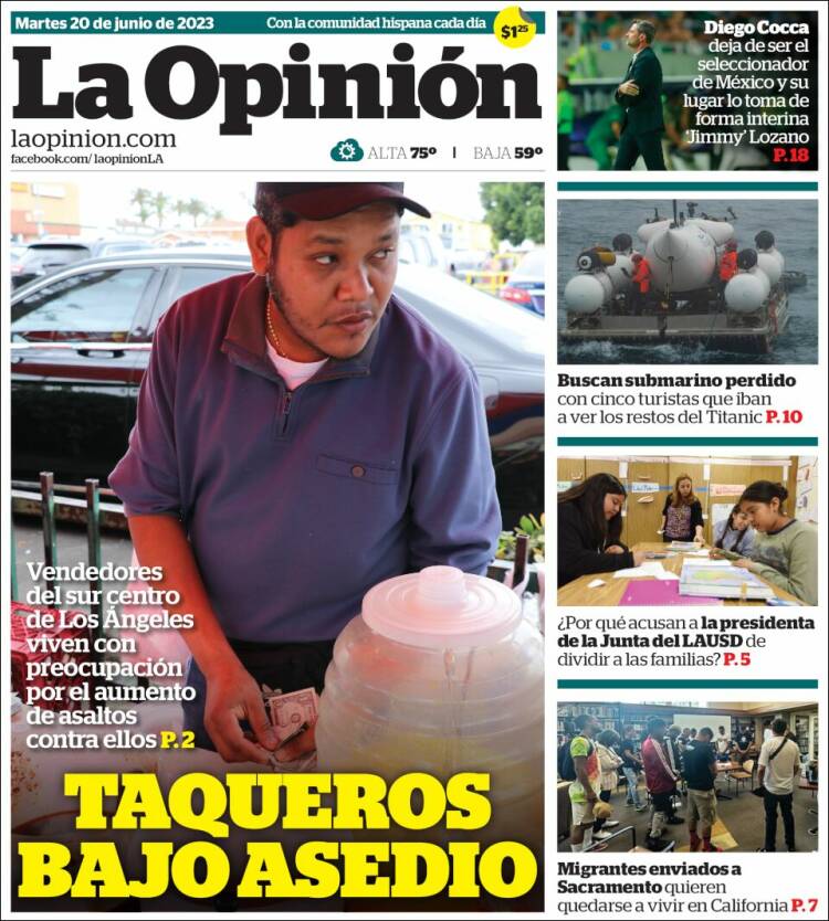 Portada de La Opinión (USA)