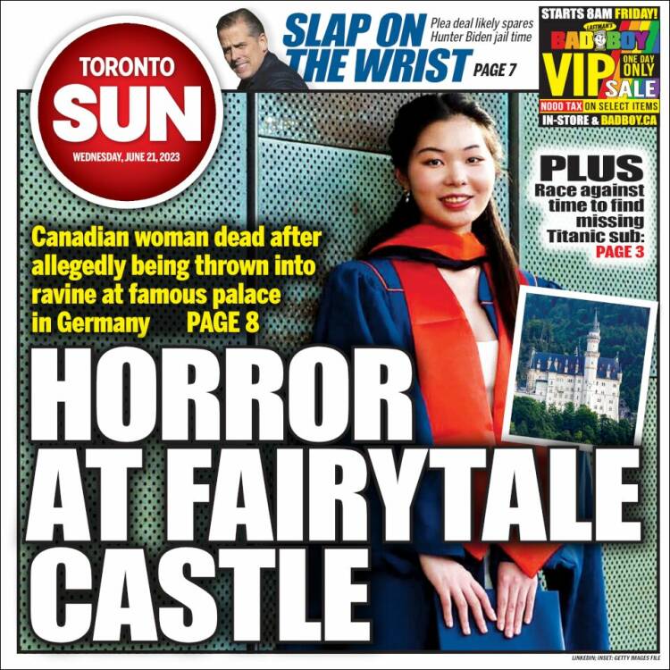 Portada de The Toronto Sun (Canada)