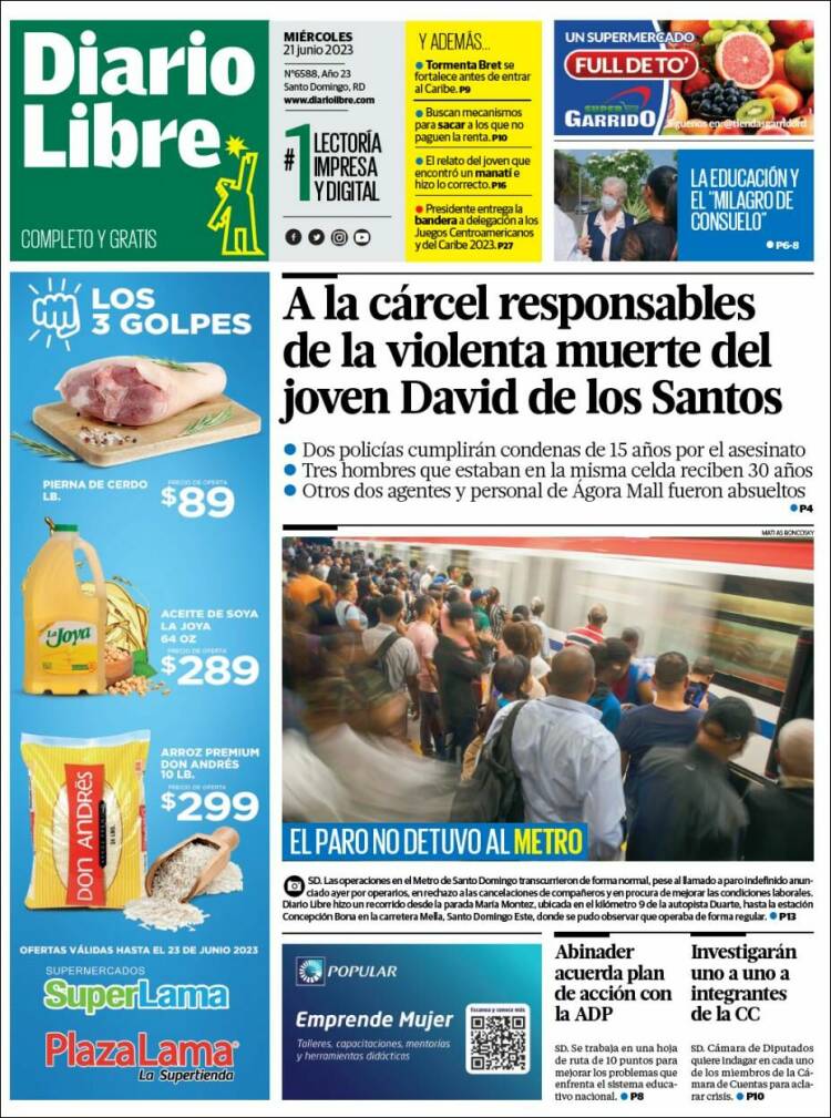 Portada de Diario Libre (R. Dominicaine)