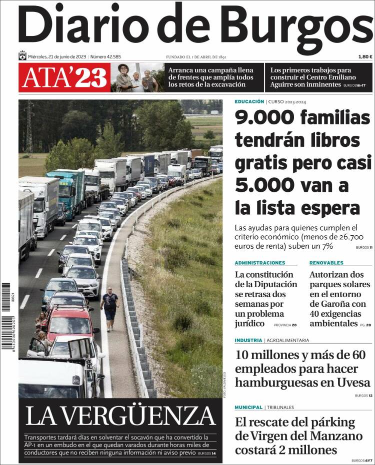 Portada de Diario de Burgos (Spain)