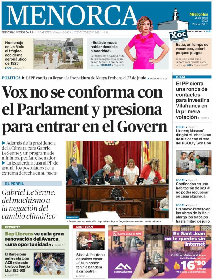 Portada de Menorca - Diario Insular (Spain)