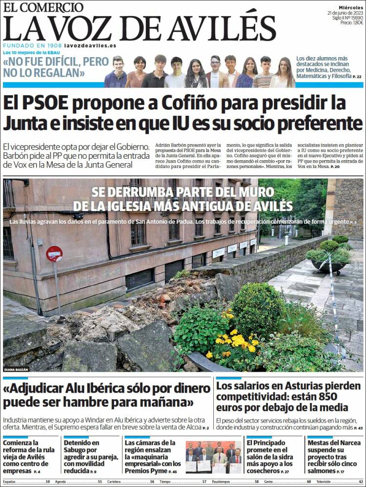 Portada de El Comercio - Avilés (Spain)