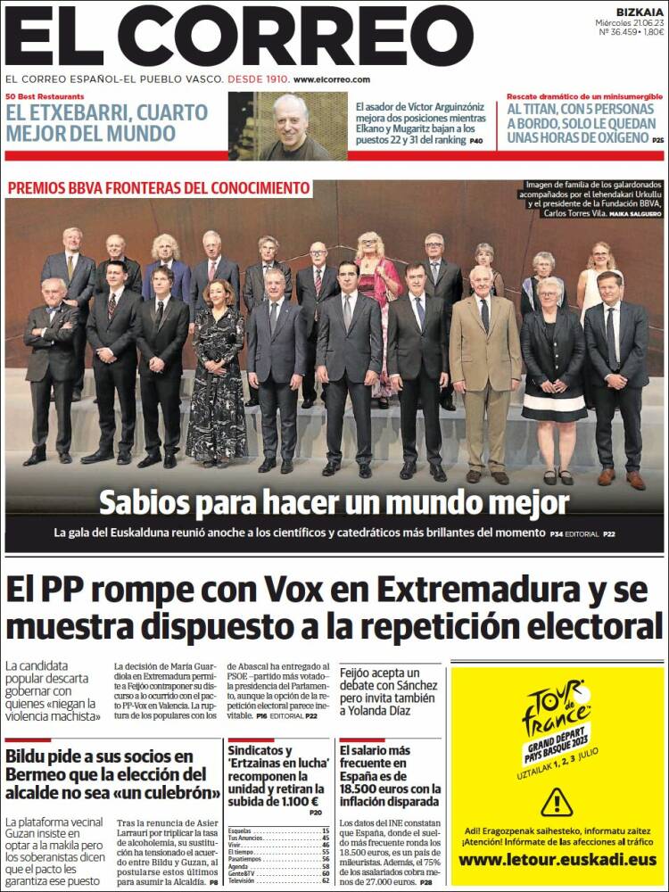 Portada de El Correo (Spain)