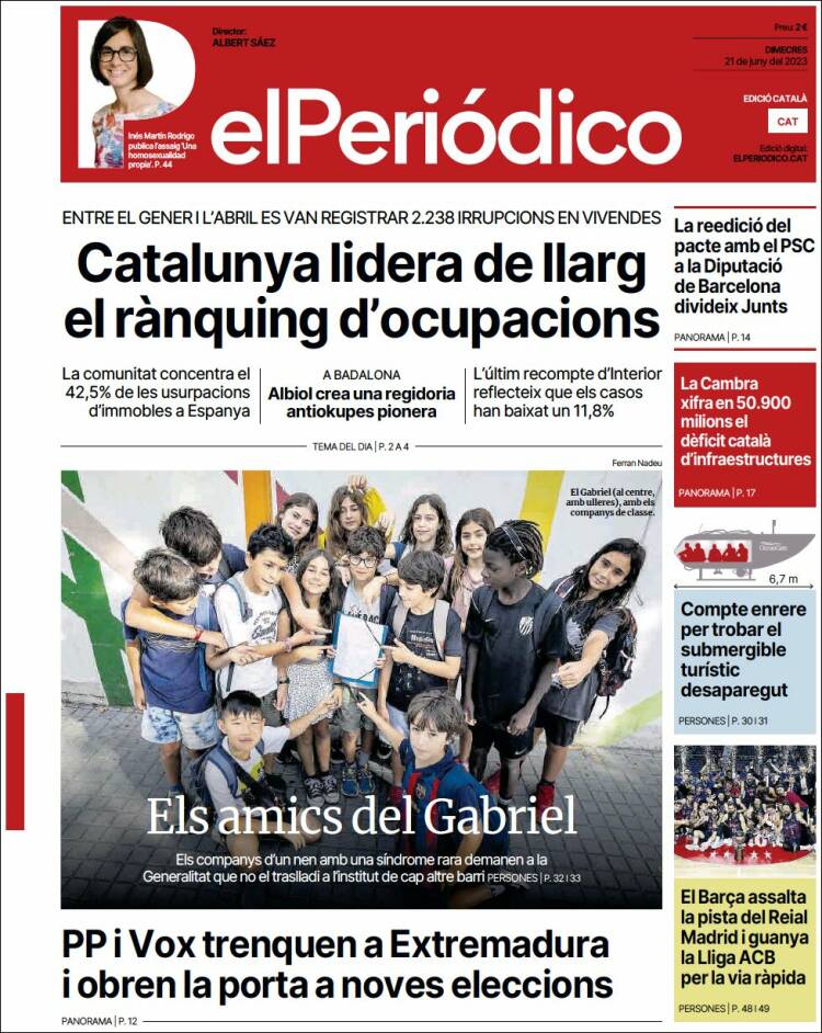 Portada de El Periódico de Catalunya (Spain)