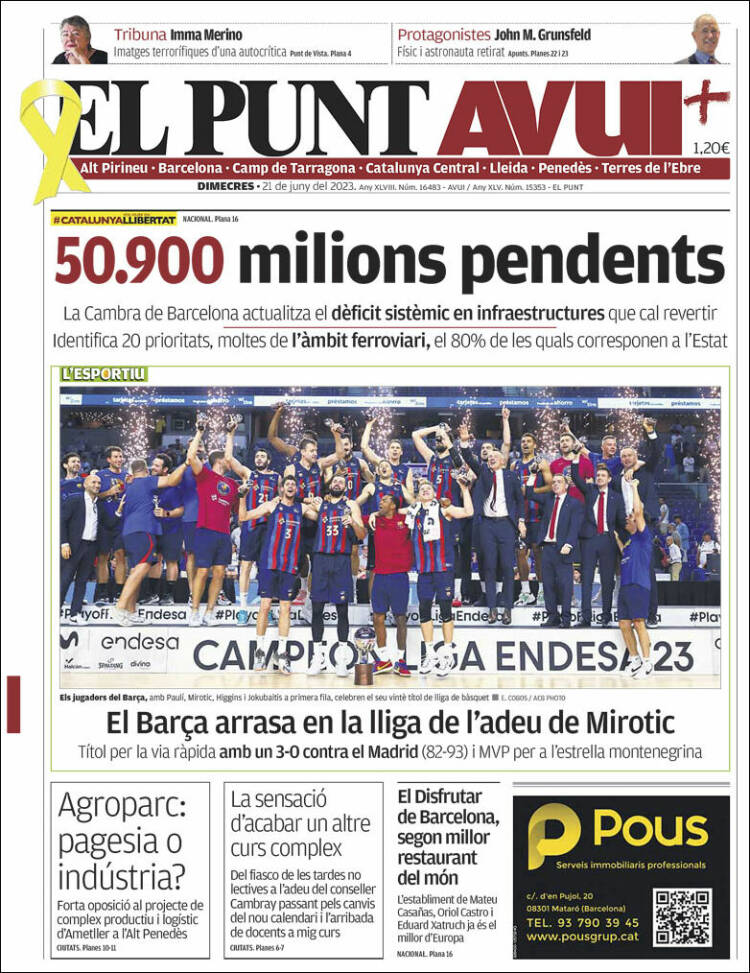 Portada de El Punt Avui (Spain)