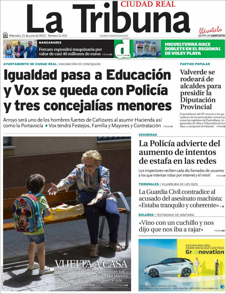 Portada de La Tribuna de Ciudad Real (Spain)