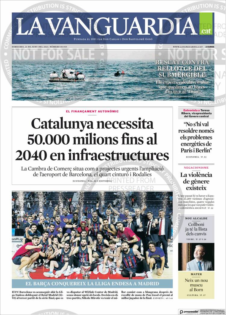 Portada de La Vanguardia (Spain)