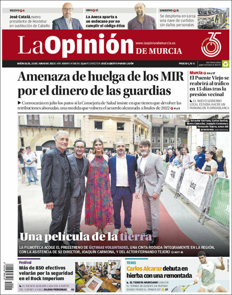 Portada de La Opinión de Murcia (Spain)