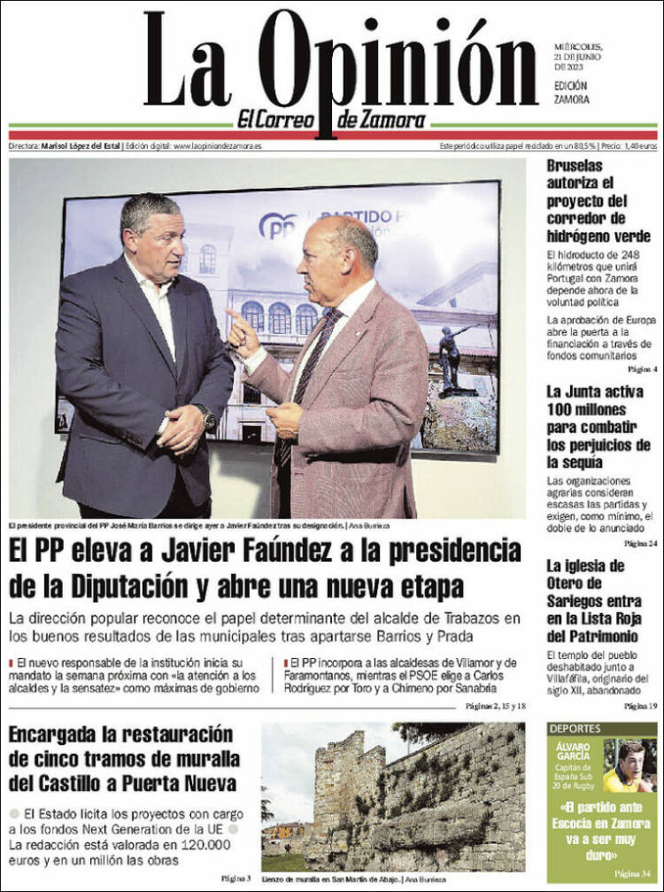 Portada de La Opinión - El Correo de Zamora (Spain)